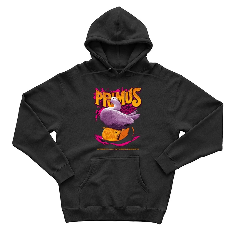 Primus Rock Band Concert Poster with Purple Duck Design Male Pullover Hoodie