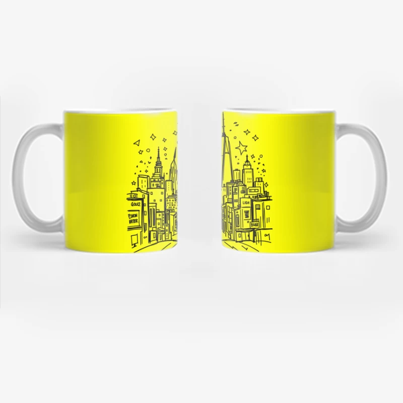 Urban Night Skyline Illustration Coffee Mug