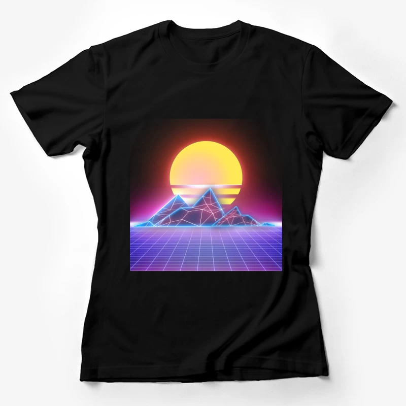 Retrowave Sonnenuntergang Landschaft Damen T-Shirt