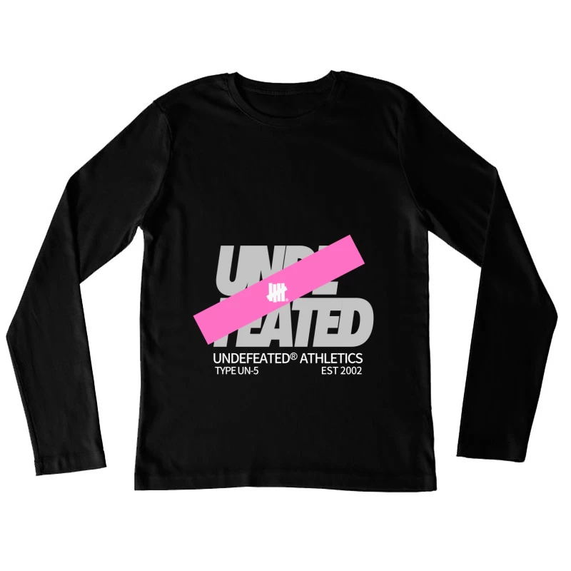 Undefeated Athletics Logo Design mit pinkem Balken Damen Langarm T-Shirt
