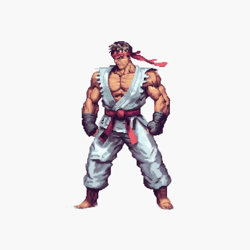 Pixel Art Martial Artist: Fighting Game Character in White Gi Cotton Tote Bag