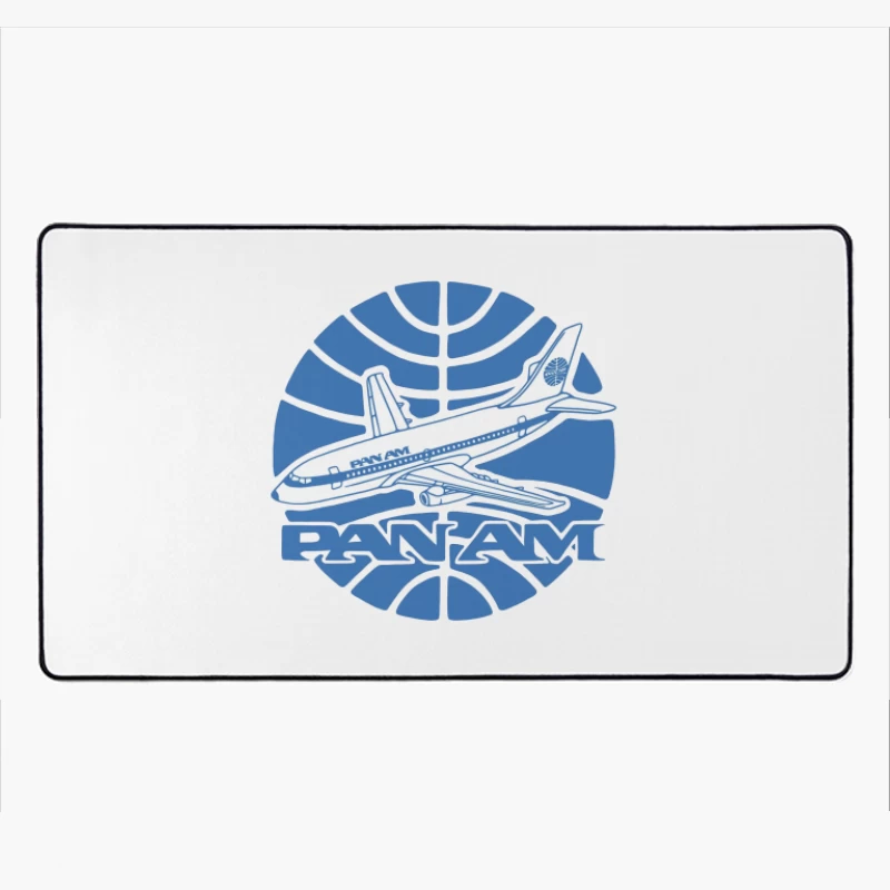 Vintage Pan Am Airlines Blue Globe Logo with Aircraft Design Desk Mat