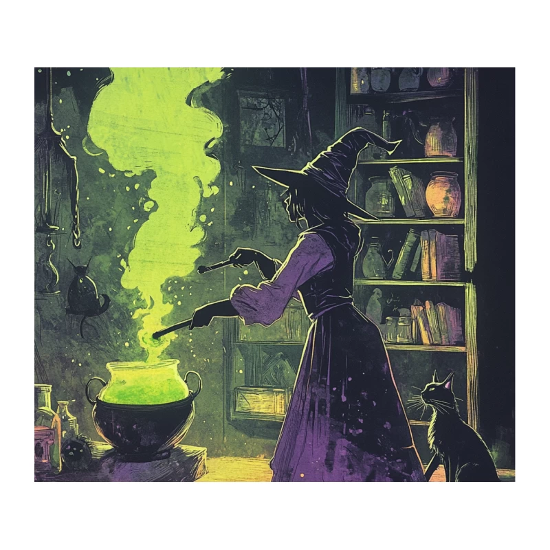 Witch's Magical Brew: Spellcasting in the Enchanted Study Tapestry