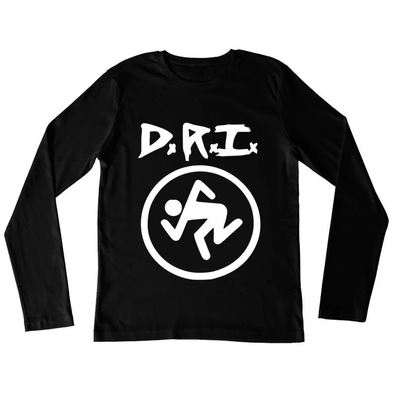 DRI Records Running Man Logo in Black and White Circle Female Long Sleeve T-Shirt