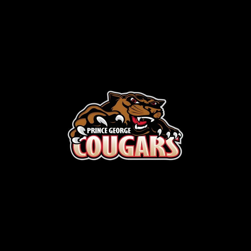 Prince George Cougars Sports Team Logo with Fierce Cougar Mascot Prince George Cougars Desk Mat