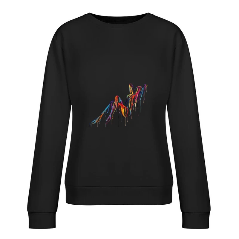Colorful Dripping Abstract Mountain Art Female Pullover Sweatshirt