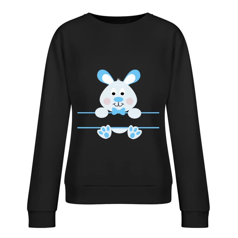 Lapin mignon avec nœud papillon bleu Femme Sweat-shirt à enfiler