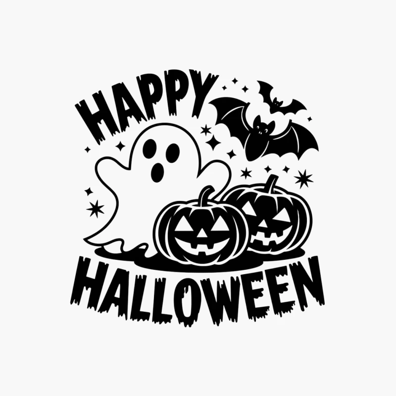 Spooky Halloween Elements in Black and White Design Cotton Tote Bag