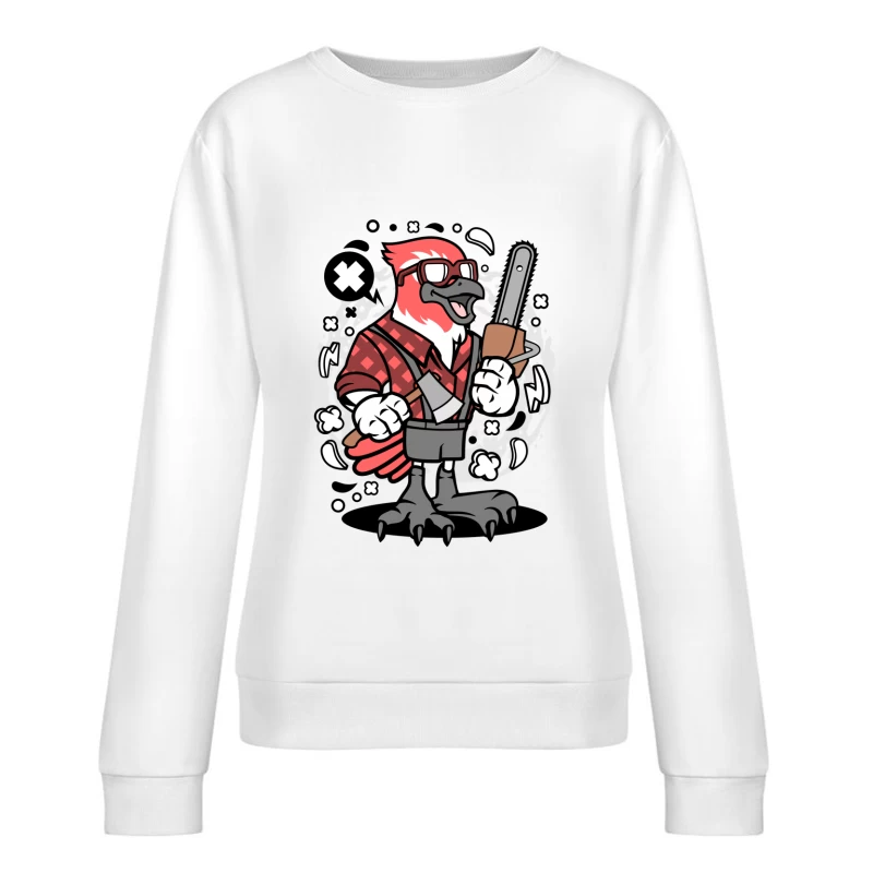 Oiseau bûcheron avec une tronçonneuse Femme Sweat-shirt à enfiler