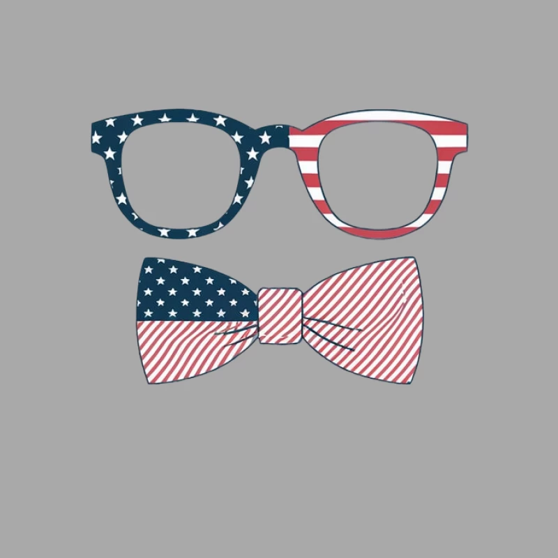 Patriotic American Flag Style Glasses and Bow Tie Fashion Accessories Male Pullover Hoodie