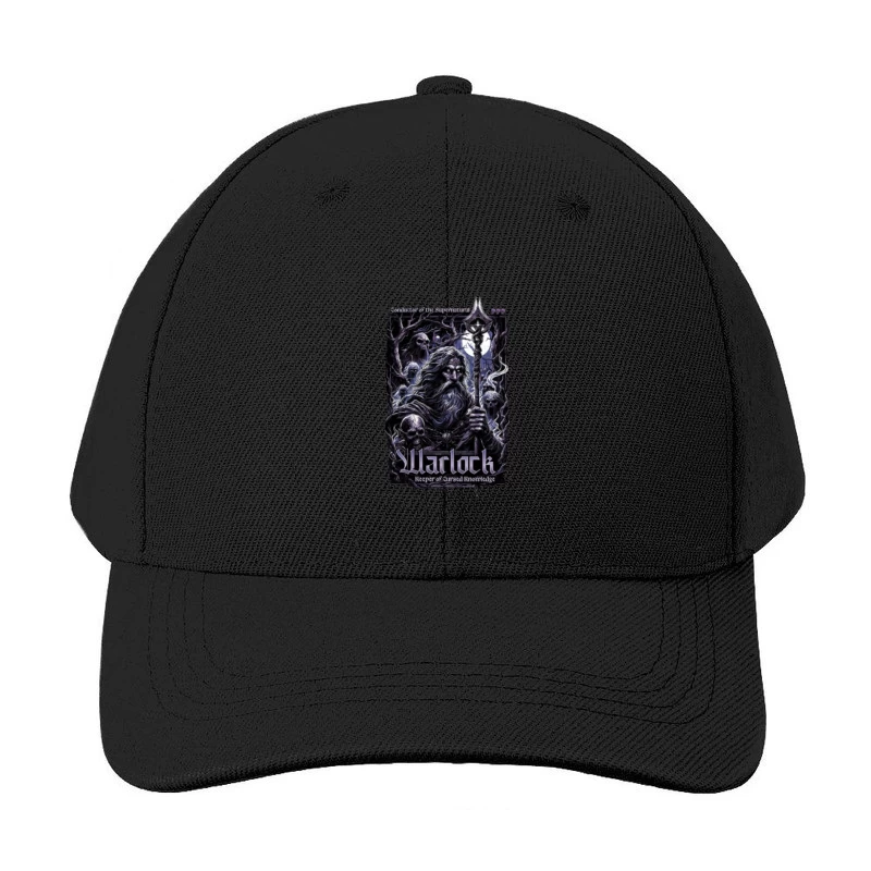 Dark Wizard with Staff Among Skulls - Gothic Fantasy Art Baseball Cap