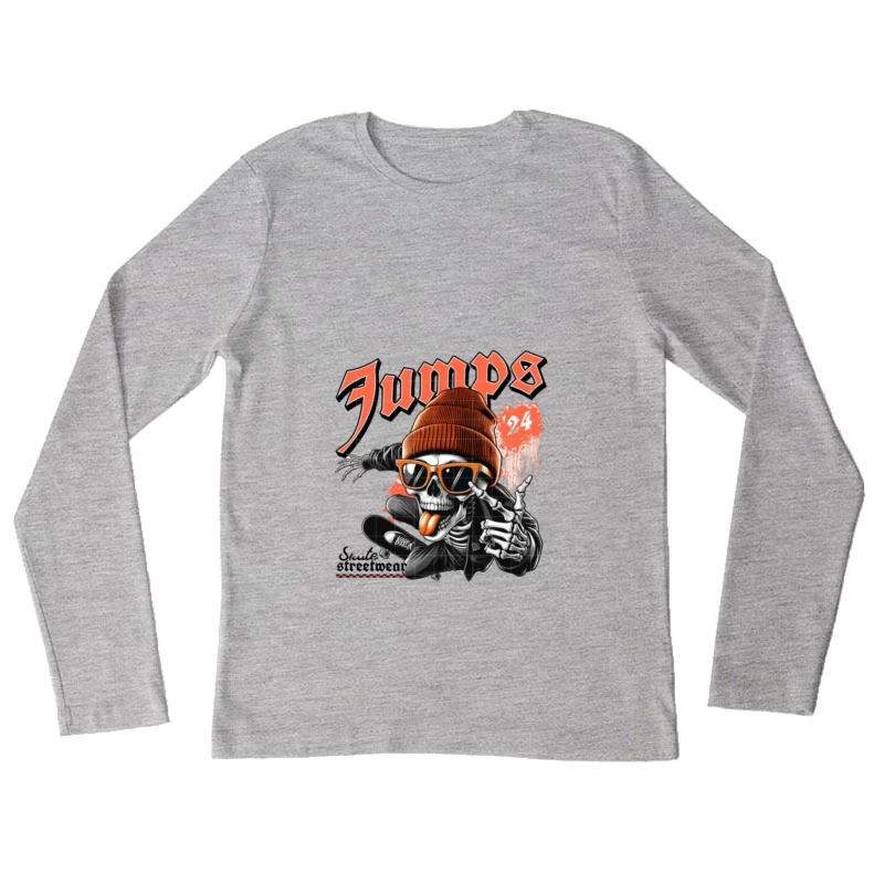 Scheletro su Skateboard con Berretto Maglietta maniche lunghe Donna