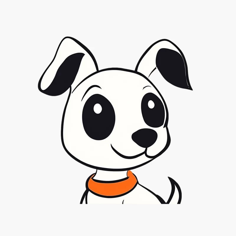 Adorable Cartoon Puppy with Orange Collar Cotton Tote Bag