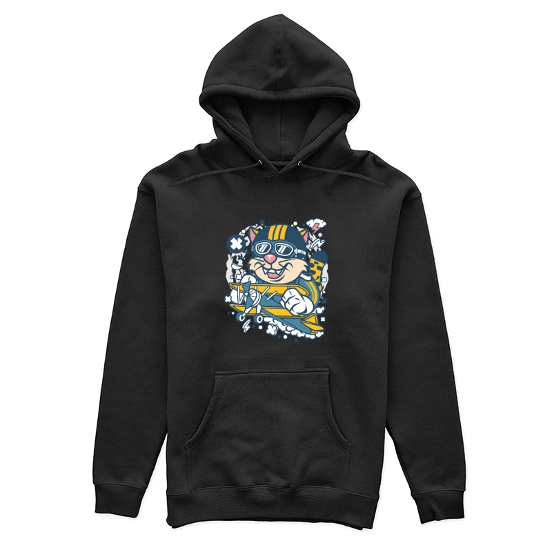 Chat aviateur avec avion biplan coloré Femme Sweat à capuche