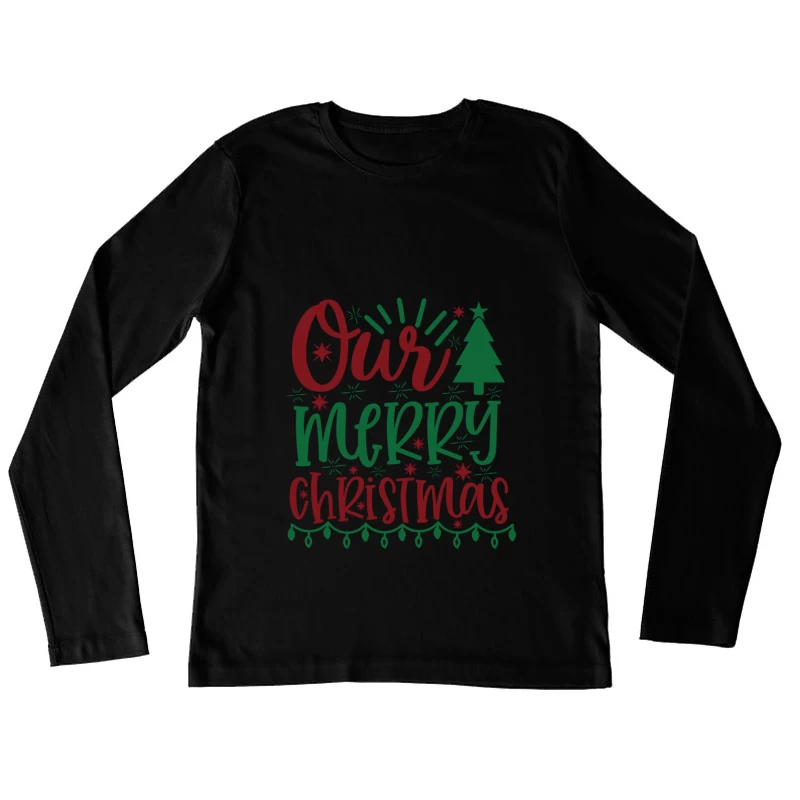 Design de Noël Joyeux avec Arbre et Étoiles Femme Manches Longues T-Shirt