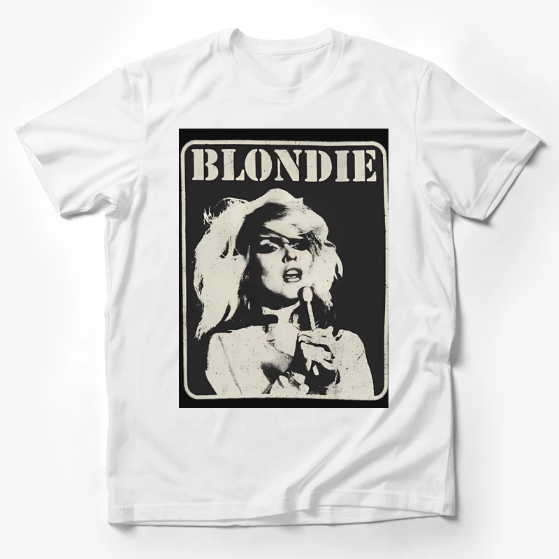 Vintage Black and White Blondie Band Promotional Poster Male T-Shirt