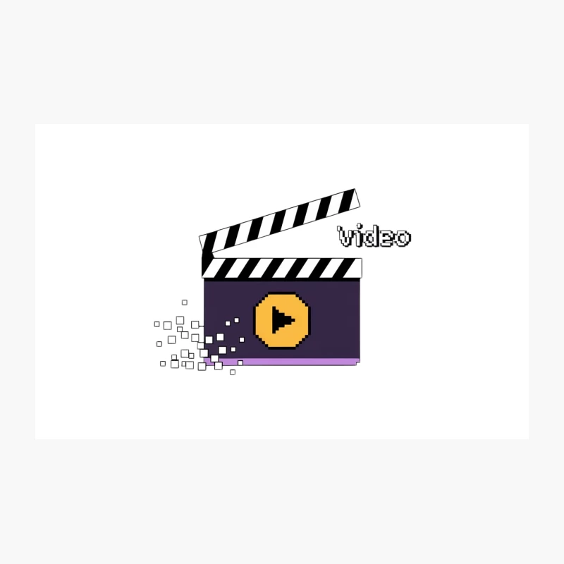 Pixelated Video Clapperboard with Play Button: Digital Media Production Icon Travel Mug