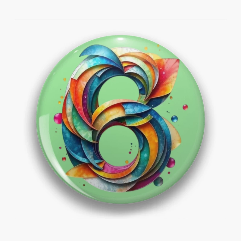 Abstract Watercolor Number 6 with Vibrant Swirling Patterns Pin