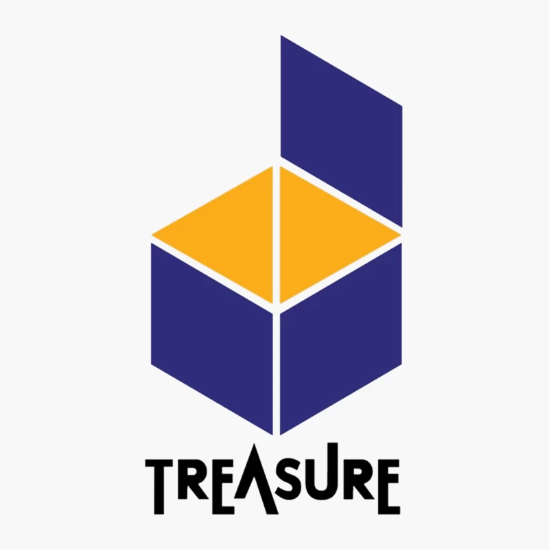 Geometric Treasure Logo: Abstract Blue and Orange Cube Design Cotton Tote Bag