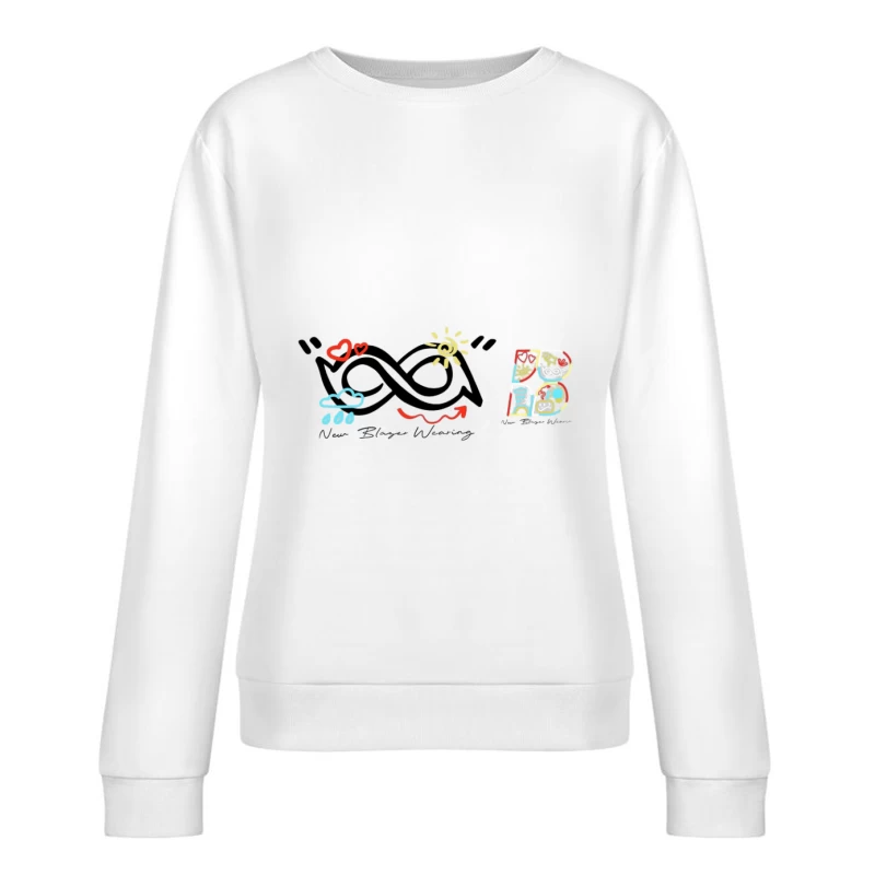 Logo artistique ludique avec symboles météorologiques et cœurs Femme Sweat-shirt à enfiler