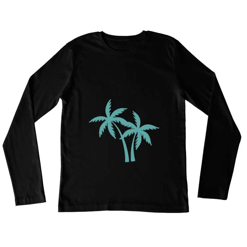 Silhouette de deux palmiers Femme Manches Longues T-Shirt