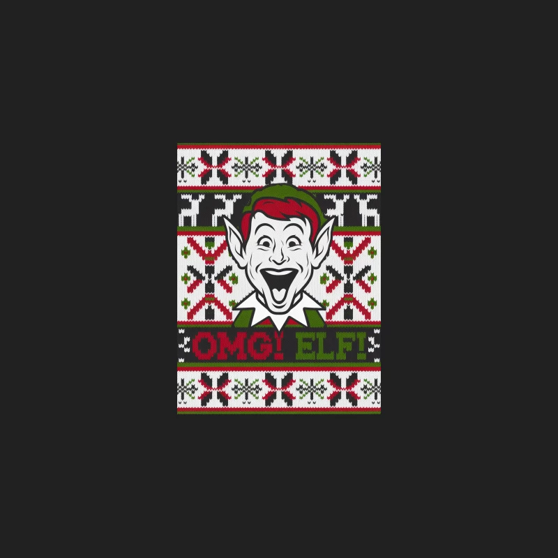 Festive Elf Christmas Sweater Design with Knit Pattern Bucket Hat