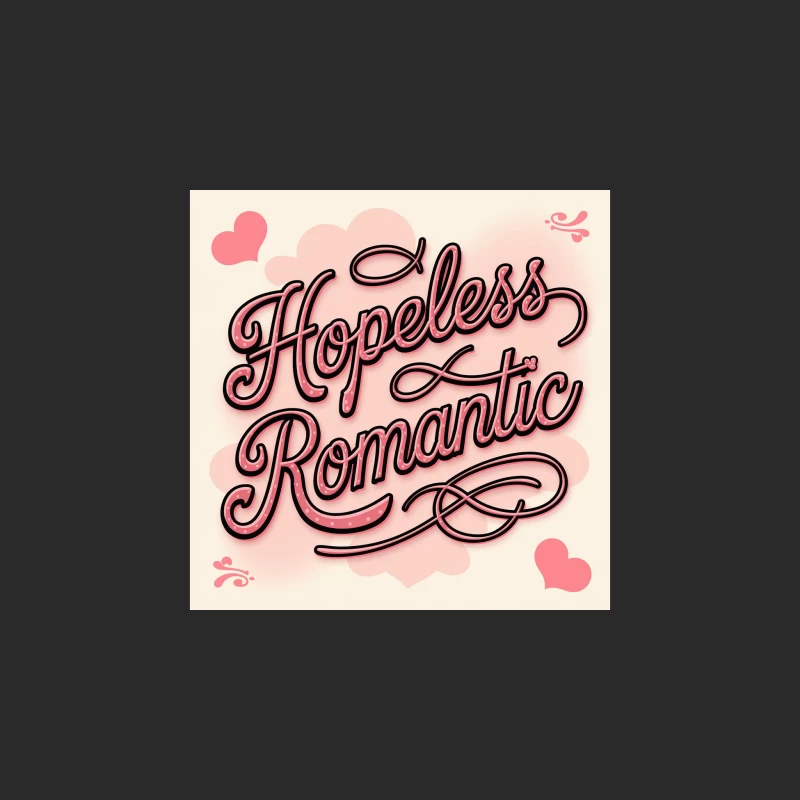 Hopeless Romantic: Pink Cursive Typography with Hearts Baseball Cap