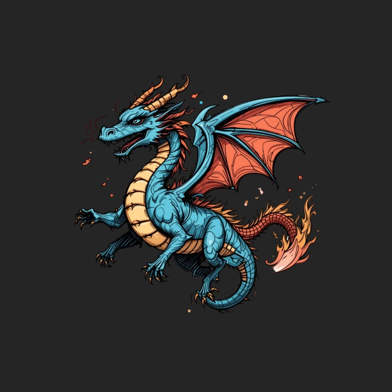 Colorful Blue Dragon Illustration Female Pullover Sweatshirt