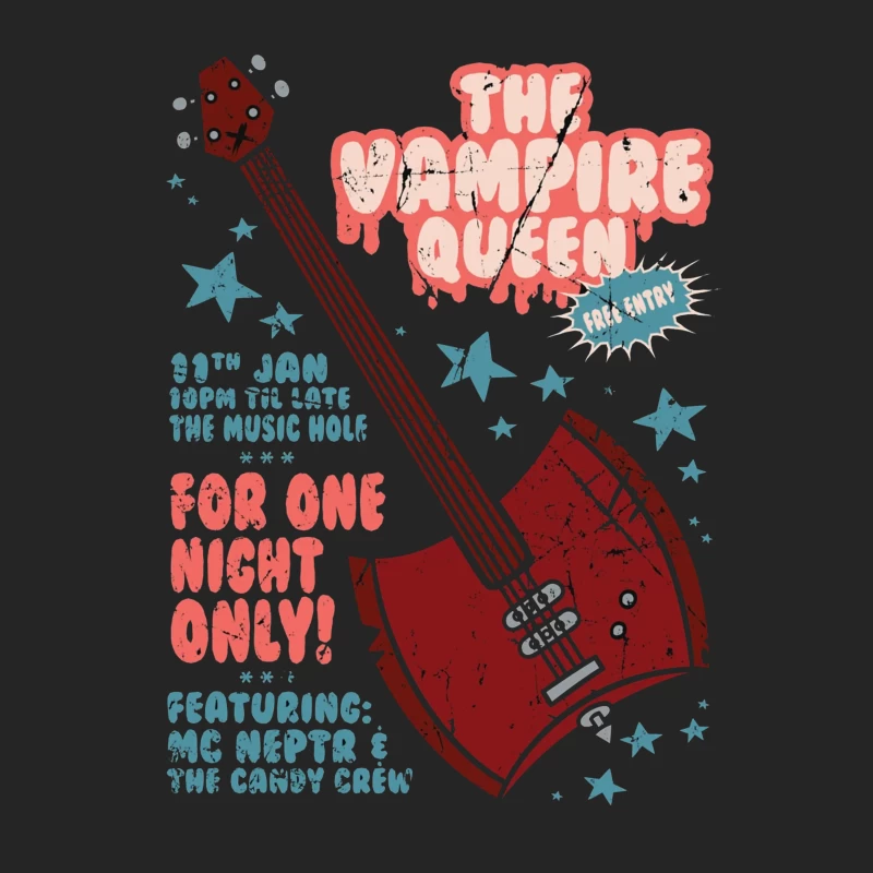 Retro Concert Poster: The Vampire Queen Live at The Music Hole Female Pullover Sweatshirt