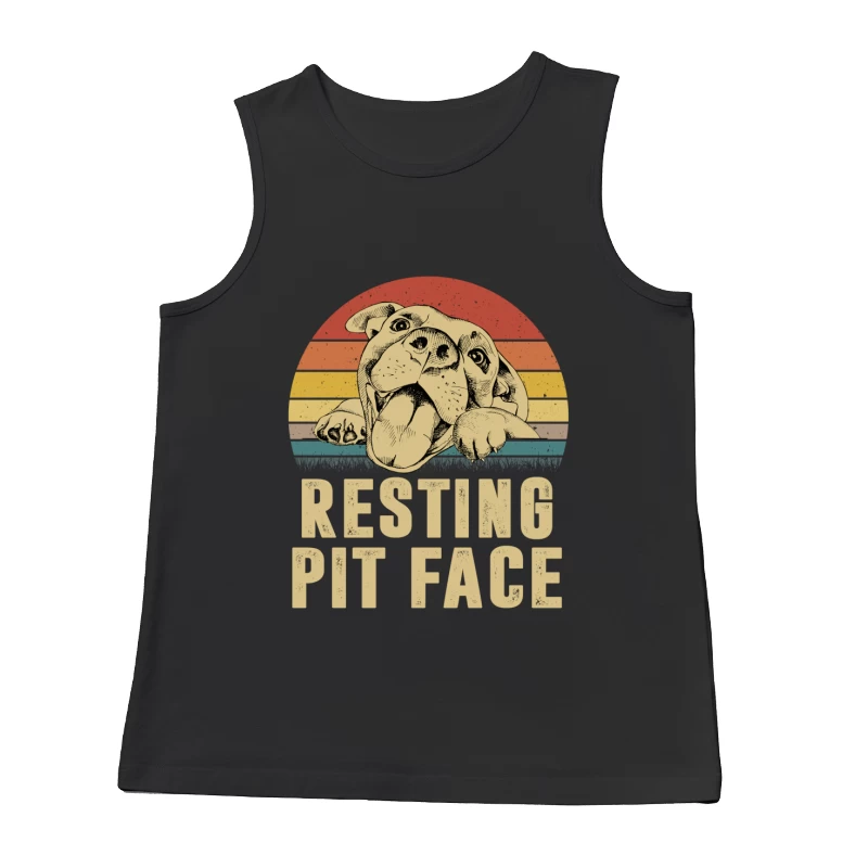 Visage de pit bull sur fond rétro Homme Débardeur