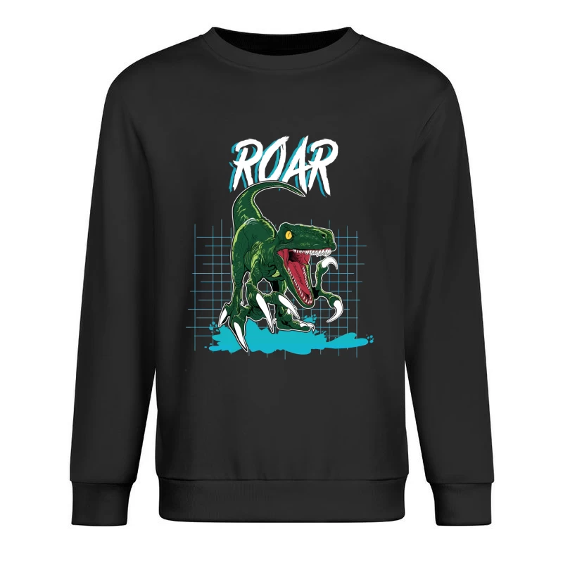 Velociraptor Roar: Neo-Retro Power Male Pullover Sweatshirt