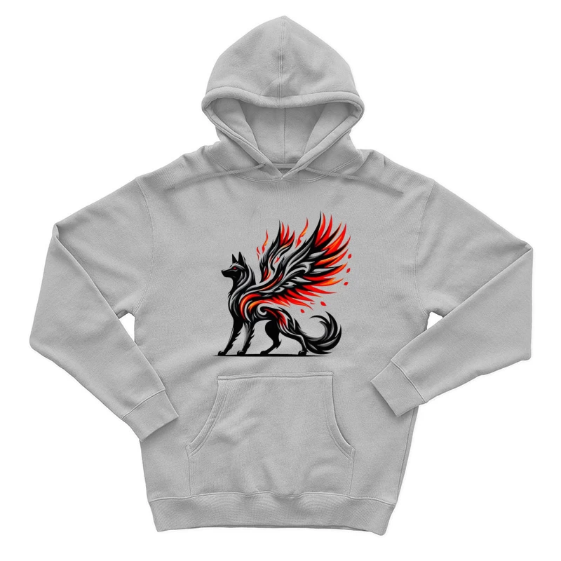 Winged Wolf Fantasy Art Male Pullover Hoodie