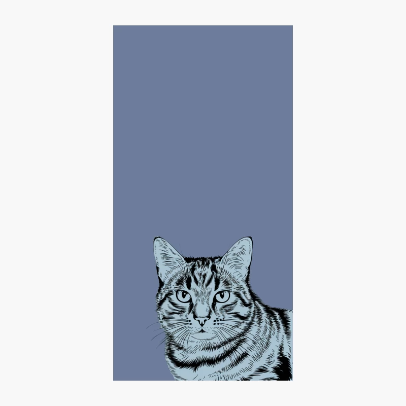 Blue Illustrated Cat Portrait: Feline Pet Close-up iPhone Case