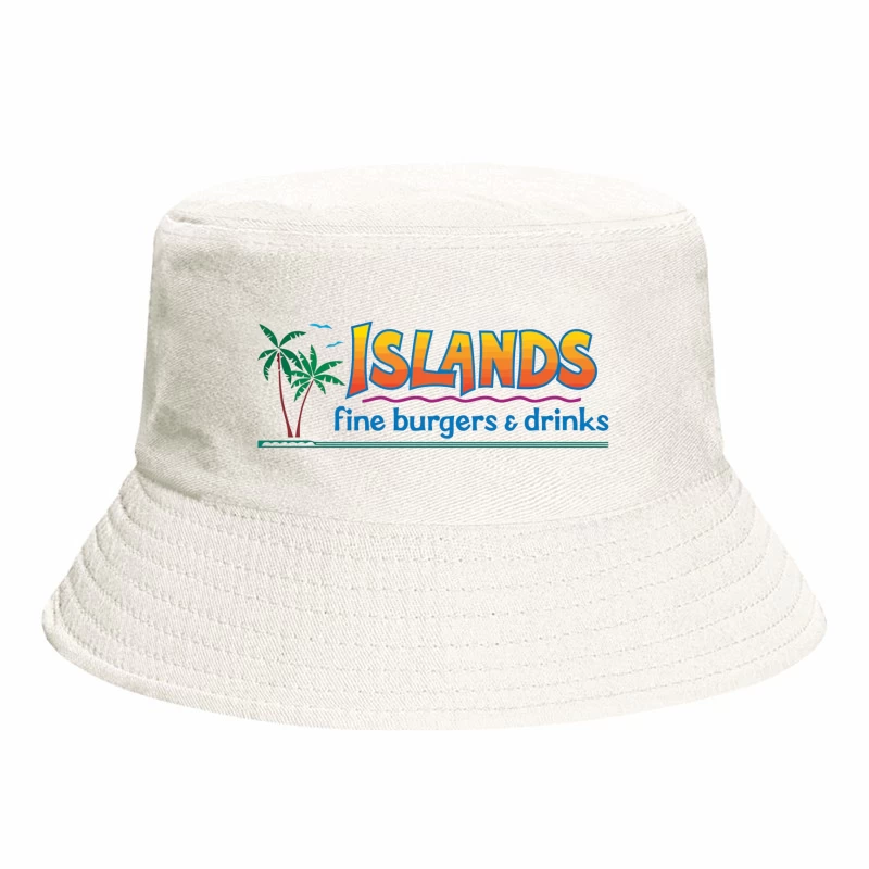 Islands Restaurant Tropical-Themed Burger & Drinks Logo Bucket Hat