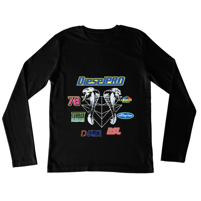 Sportliches Cobramotors Design mit Logos Damen Langarm T-Shirt
