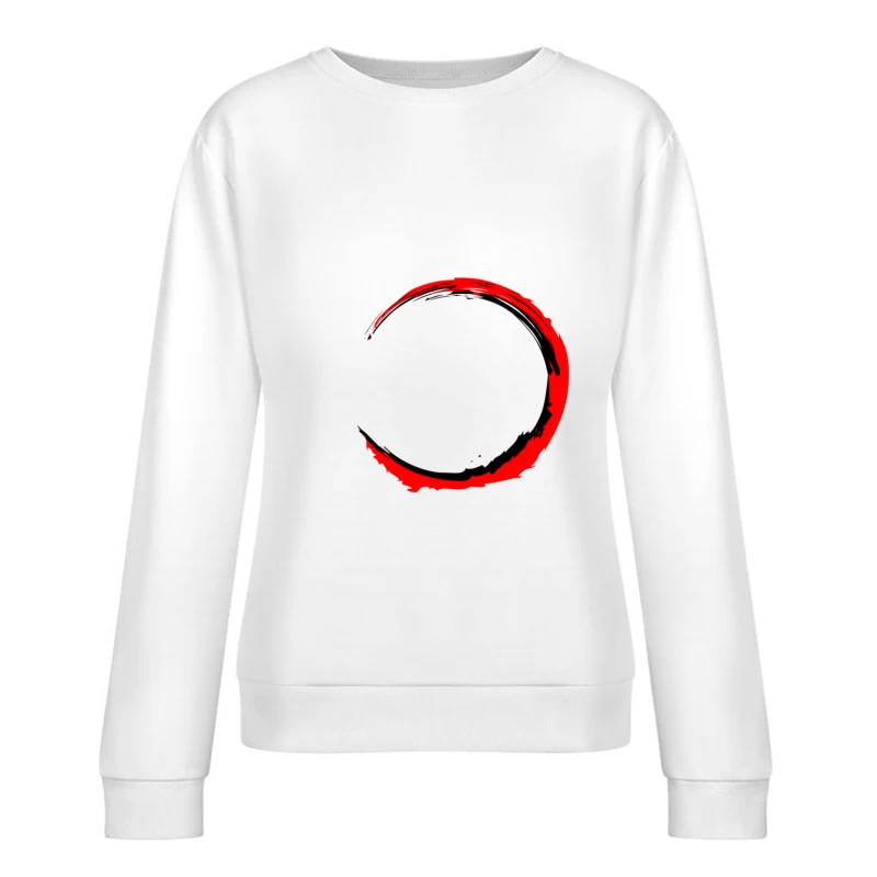 Cercle de pinceau noir et rouge Femme Sweat-shirt à enfiler