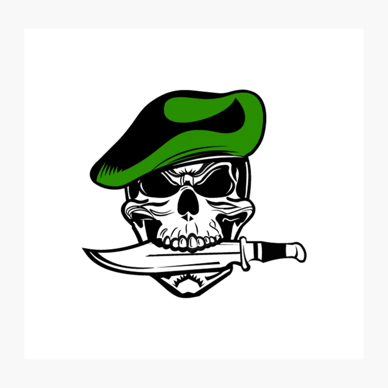 Special Forces Green Beret Skull with Combat Knife Emblem Throw Pillow