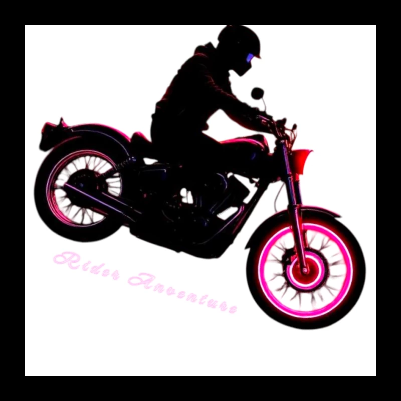 Neon-Glowing Vintage Motorcycle Rider Silhouette Pin