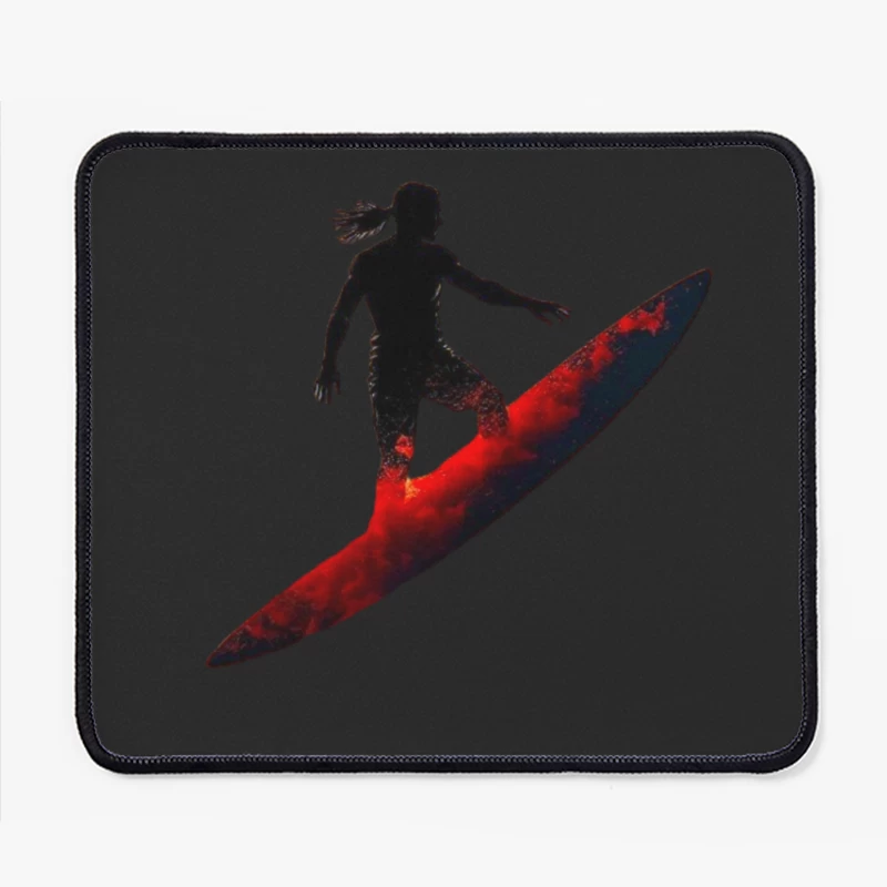 Dramatic Red Surfing Silhouette Art Mouse Pad