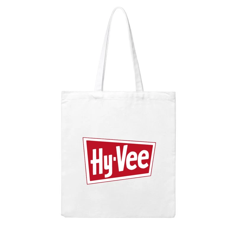 Hy-Vee Supermarket Chain Logo in Red and White Cotton Tote Bag