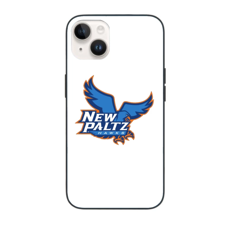 New Paltz Hawks Athletic Logo with Blue Hawk Mascot iPhone Case