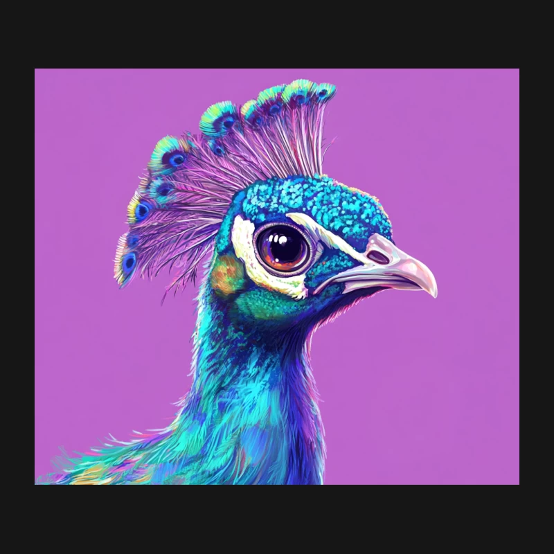 Vibrant Digital Portrait of a Majestic Peacock Mouse Pad