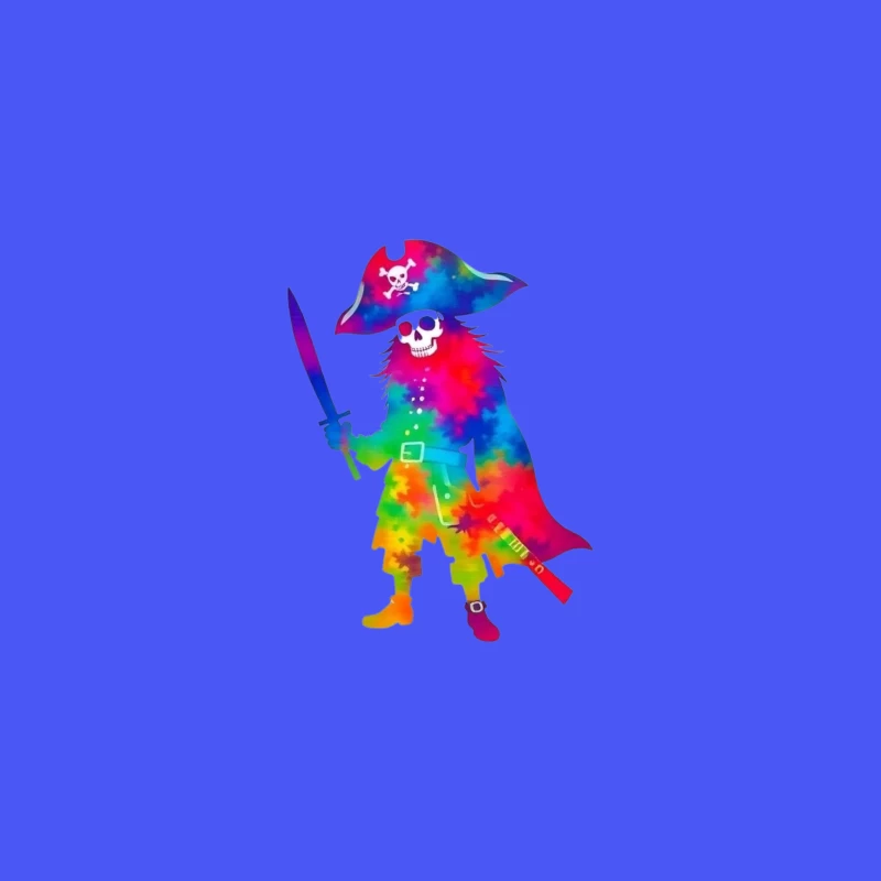 Colorful Pirate Skeleton with Sword Desk Mat