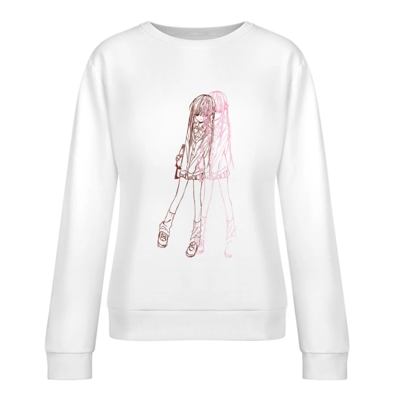 Skizze eines Mädchens in Neonfarben Damen Pullover Sweatshirt