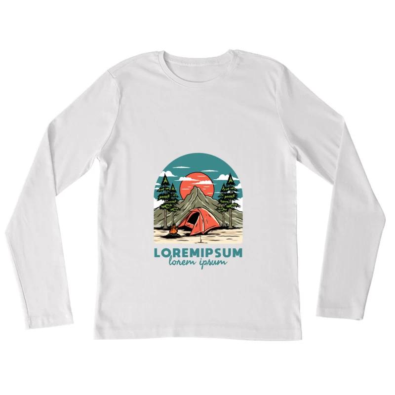 Campinglandschaft mit Sonnenuntergang Damen Langarm T-Shirt