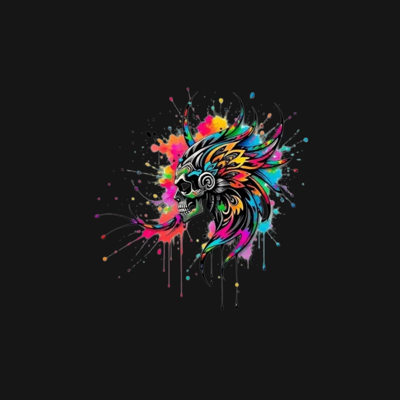 Colorful Tribal Skull Art Female T-Shirt