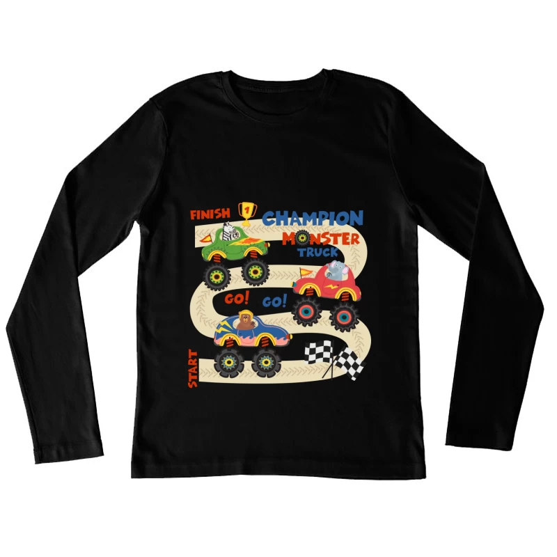 Monstertruck-Champion-Rennen mit Tieren Damen Langarm T-Shirt
