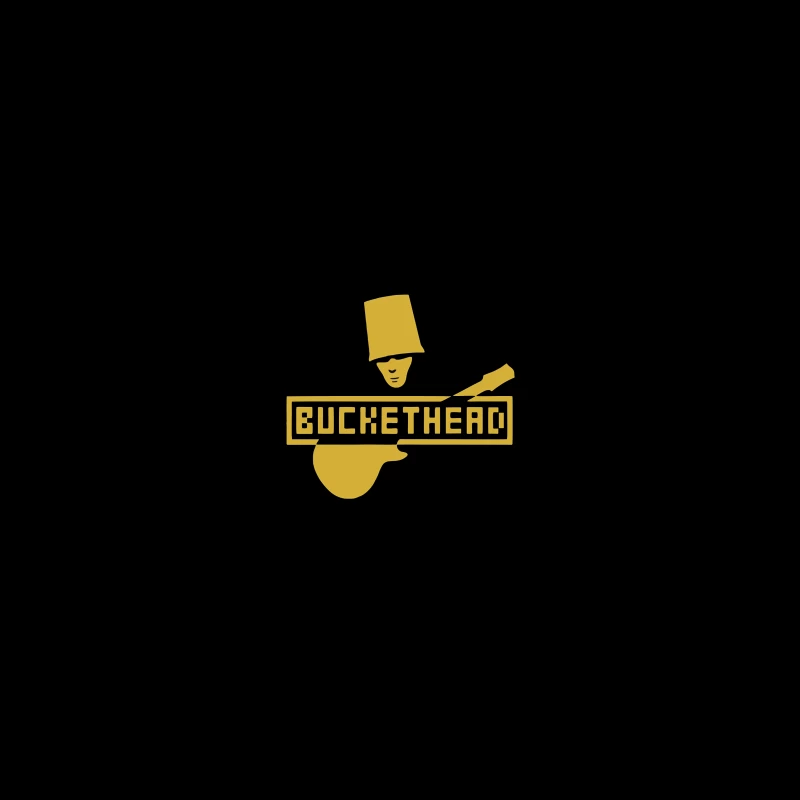 Gold Buckethead Guitar Player Logo Design Coffee Mug