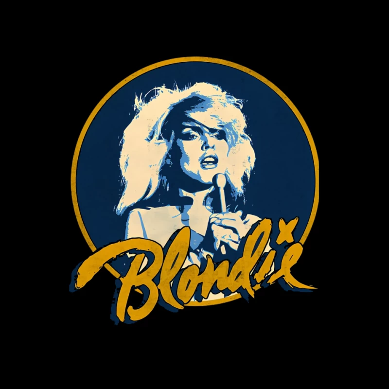 Vintage Blondie Band Logo with Blue and Gold Design Pin