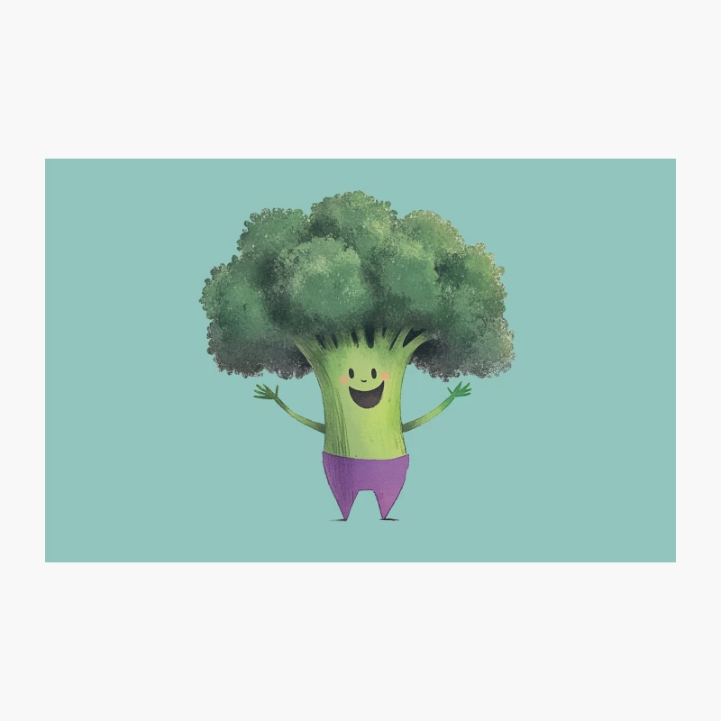 Cheerful Anthropomorphic Broccoli Cartoon Character Travel Mug